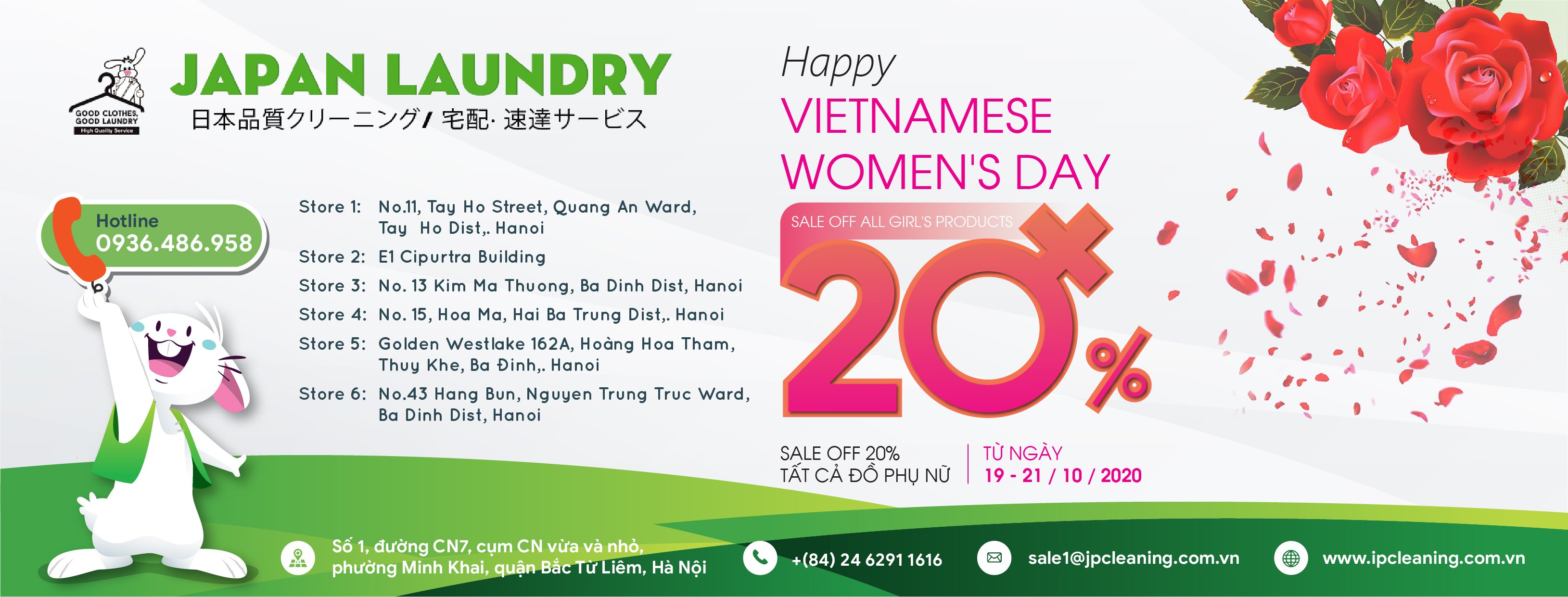 Sale off 20% tất cả đồ phụ nữ chào đón ngày phụ nữ Việt Nam