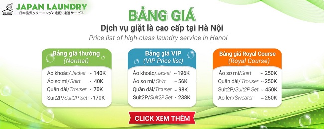 Bảng giá dịch vụ giặt là cao cấp tại Hà Nội