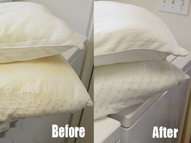 Cách giặt ruột gối bị ố vàng